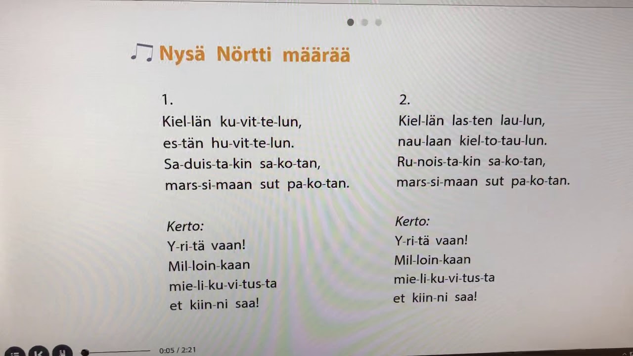 Jakson aloitus laulu: Nysä Nörtti määrää