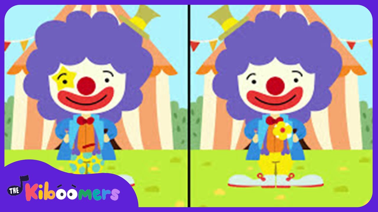 Circus Clown Spot the Difference Game  - The Kiboomers Preschool Songs & Nursery Rhymes