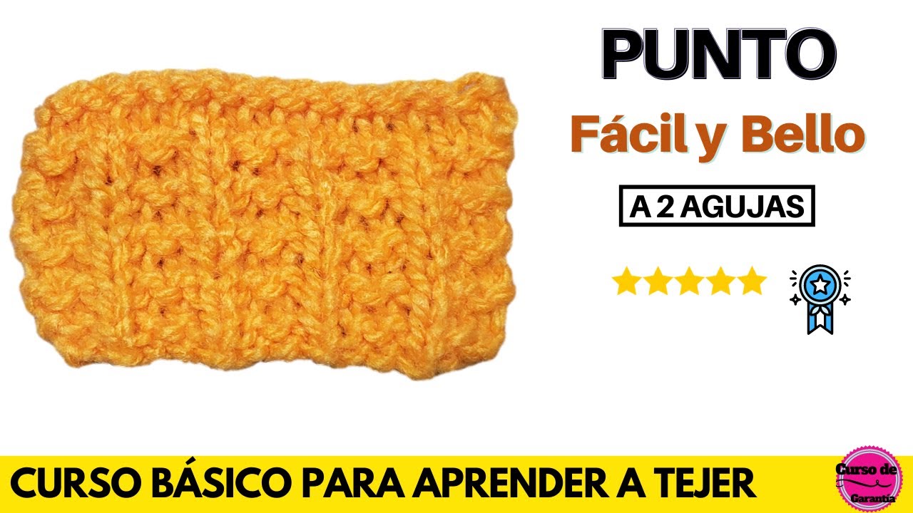 ✅ Punto Fácil y Bello a Dos Agujas 💡 Aprende a Tejer a Palitos 📚 Curso online a 2 Agujas