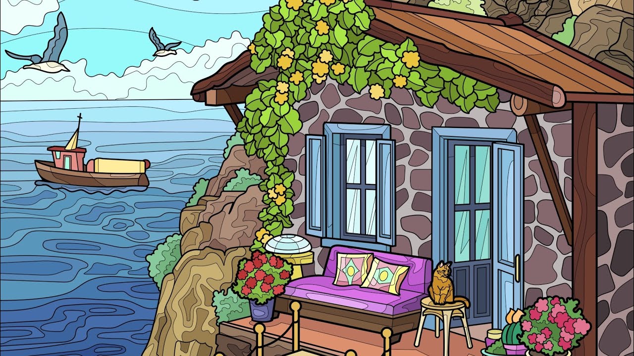 Summer House by the Ocean #paintbynumbers #colorwithme #heycolor #relaxing #coloring #video