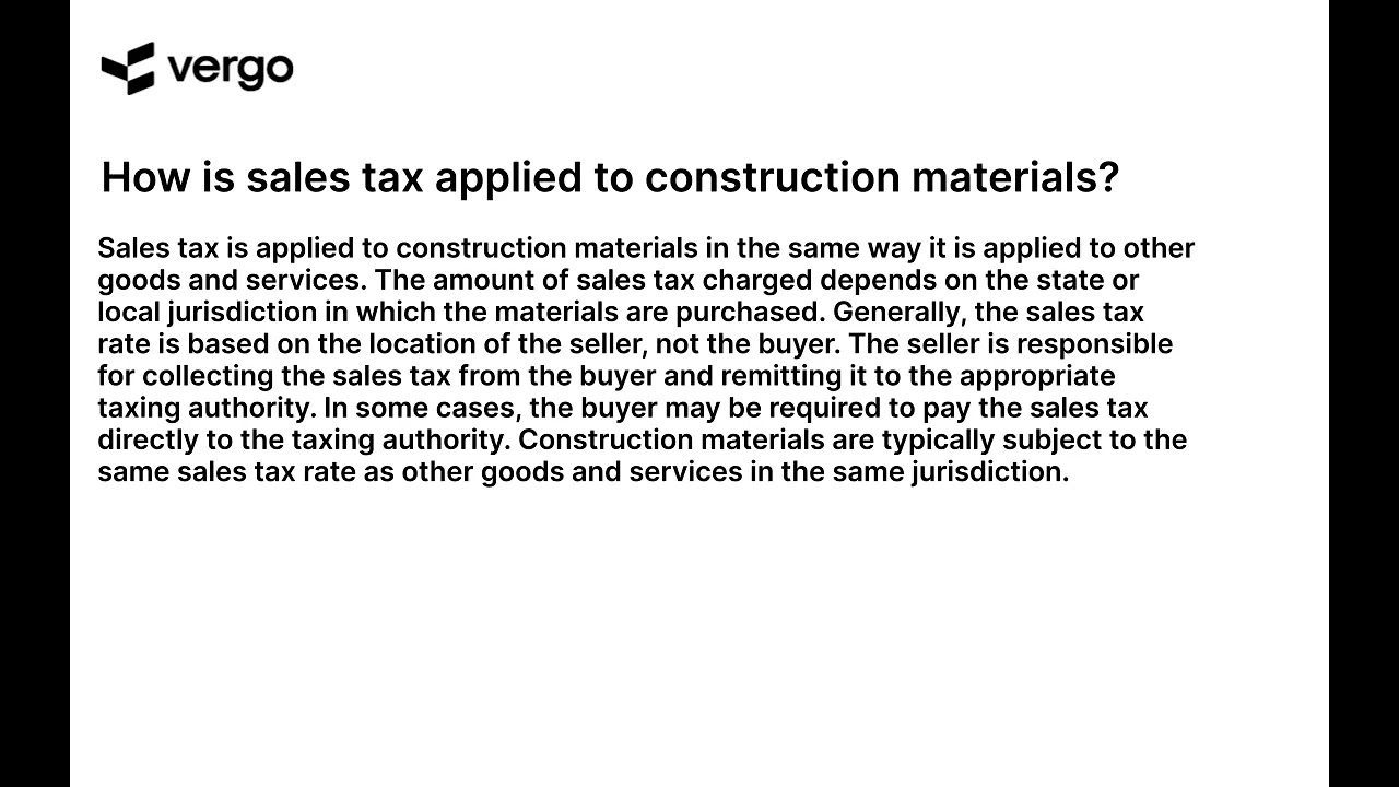 Sales Tax on Construction Materials Explained
