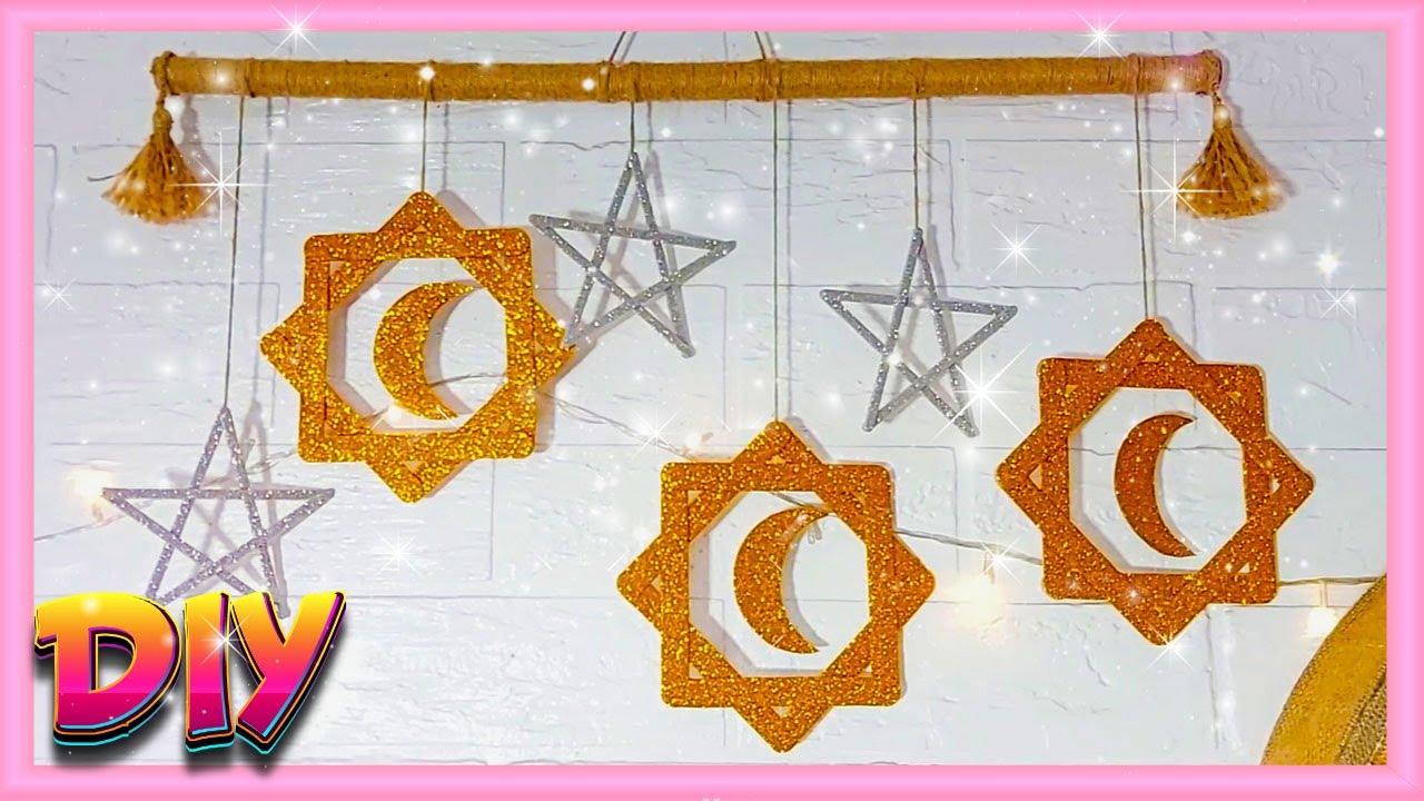 حصرى زينة رمضان 2022🌙 ديكور رمضانى سهل من عصايا الأيس كريم