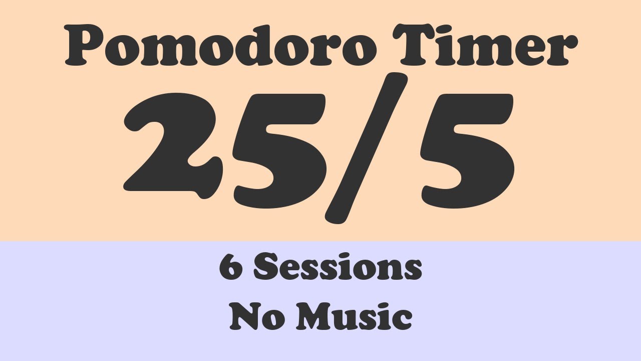 Pomodoro Timer 25/5 | No Music | Bell Ring | Peach & Lavander
