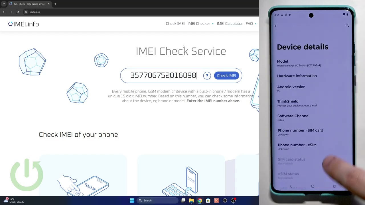 MOTOROLA Edge 60 Fusion – All Checking Options on IMEI.info Page