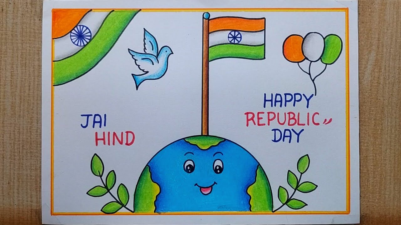 Very easy Republic Day drawing| Republic day poster drawing| Happy Republic day drawing|I Love India