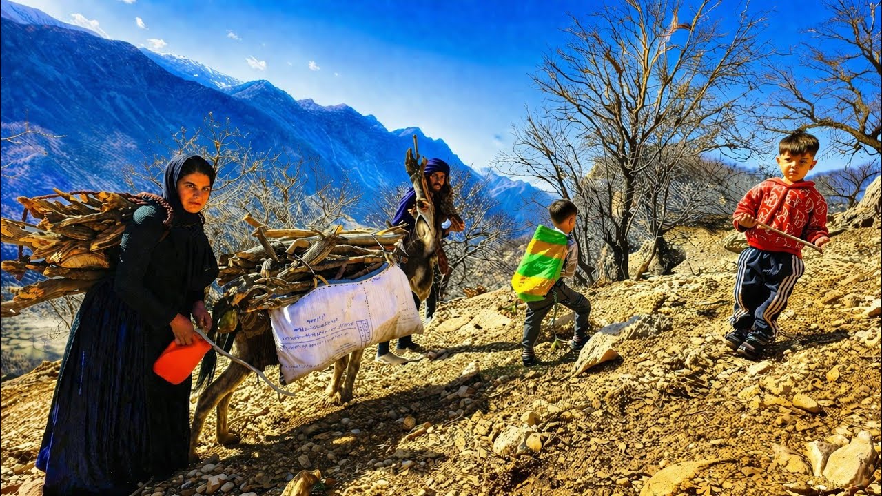 Surviving the Mountains for Survival⛰️|Gathering Firewood and Real Life of Iranian Cave Dwellers🔥