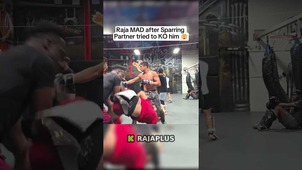 Raja se enfureci&oacute; despu&eacute;s de que su compa&ntilde;ero de entrenamiento intent&oacute; noquearlo 😲 #rampagejackso...