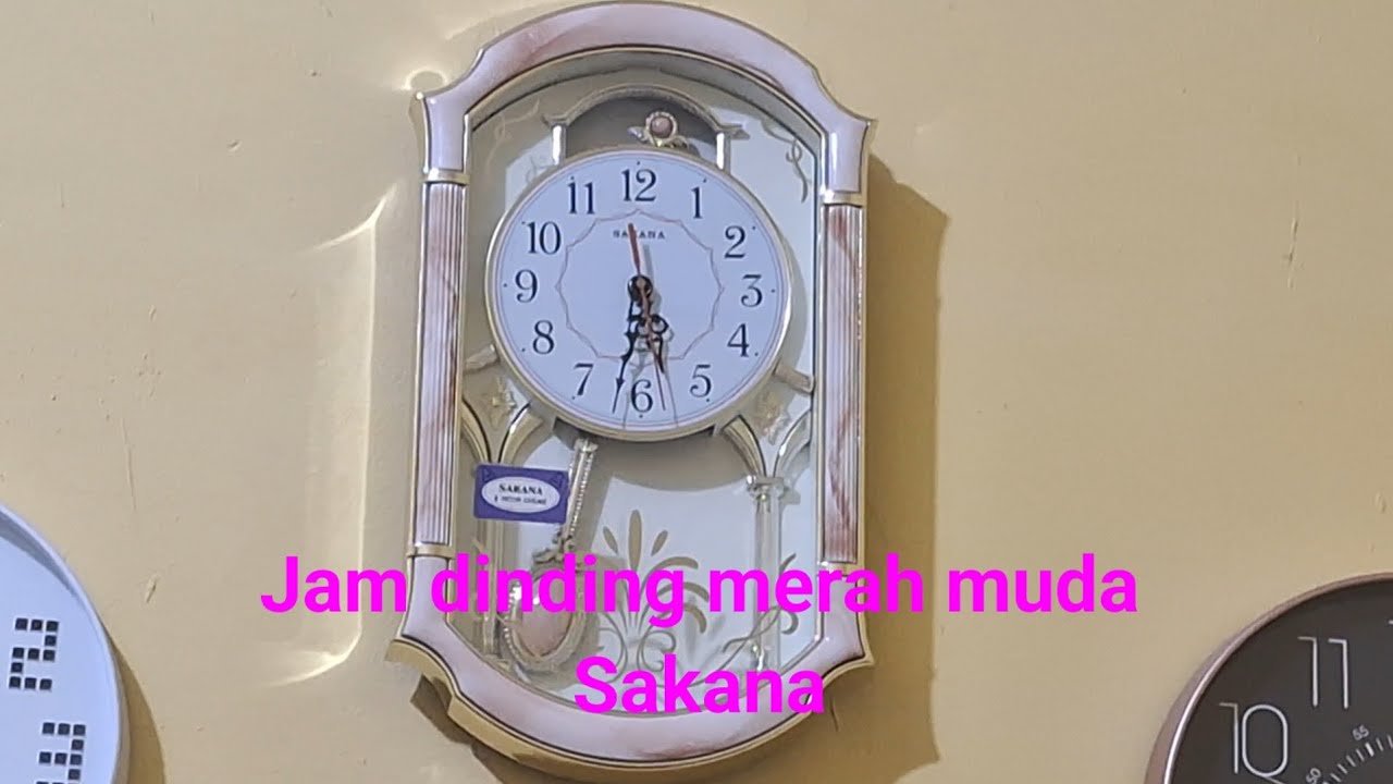 Jam dinding merah muda Sakana