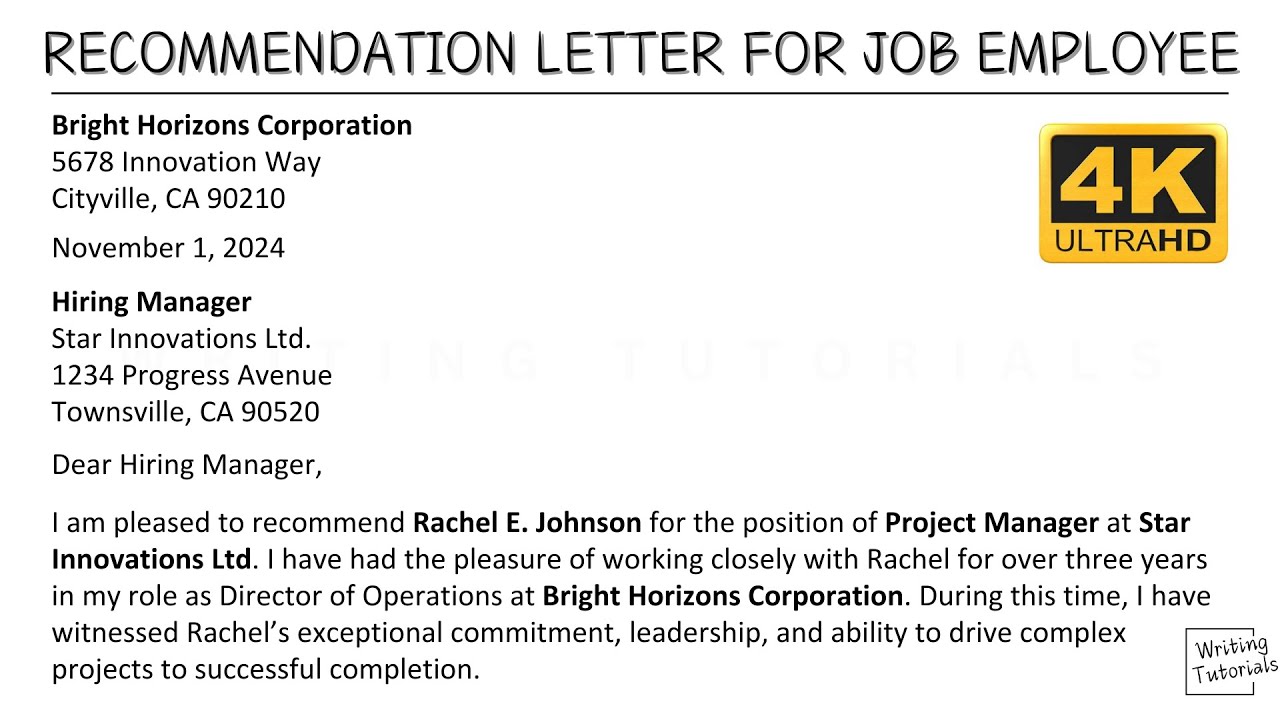 How To Write Recommendation Letter for Job Employee with Sample and Explanation | Writing Tutorials