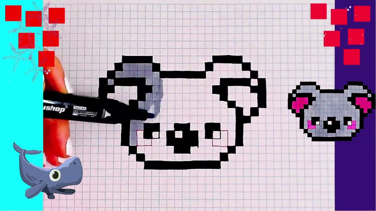 Dessin in Pixel Art. Comment Dessiner Les animaux. koala 🐨