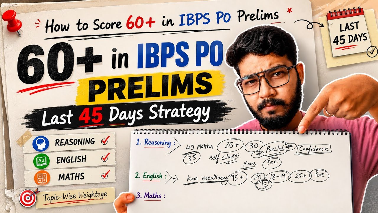 How to Score 60+ Marks in IBPS PO Prelims 2026 | Last 45 Days Strategy 🔥