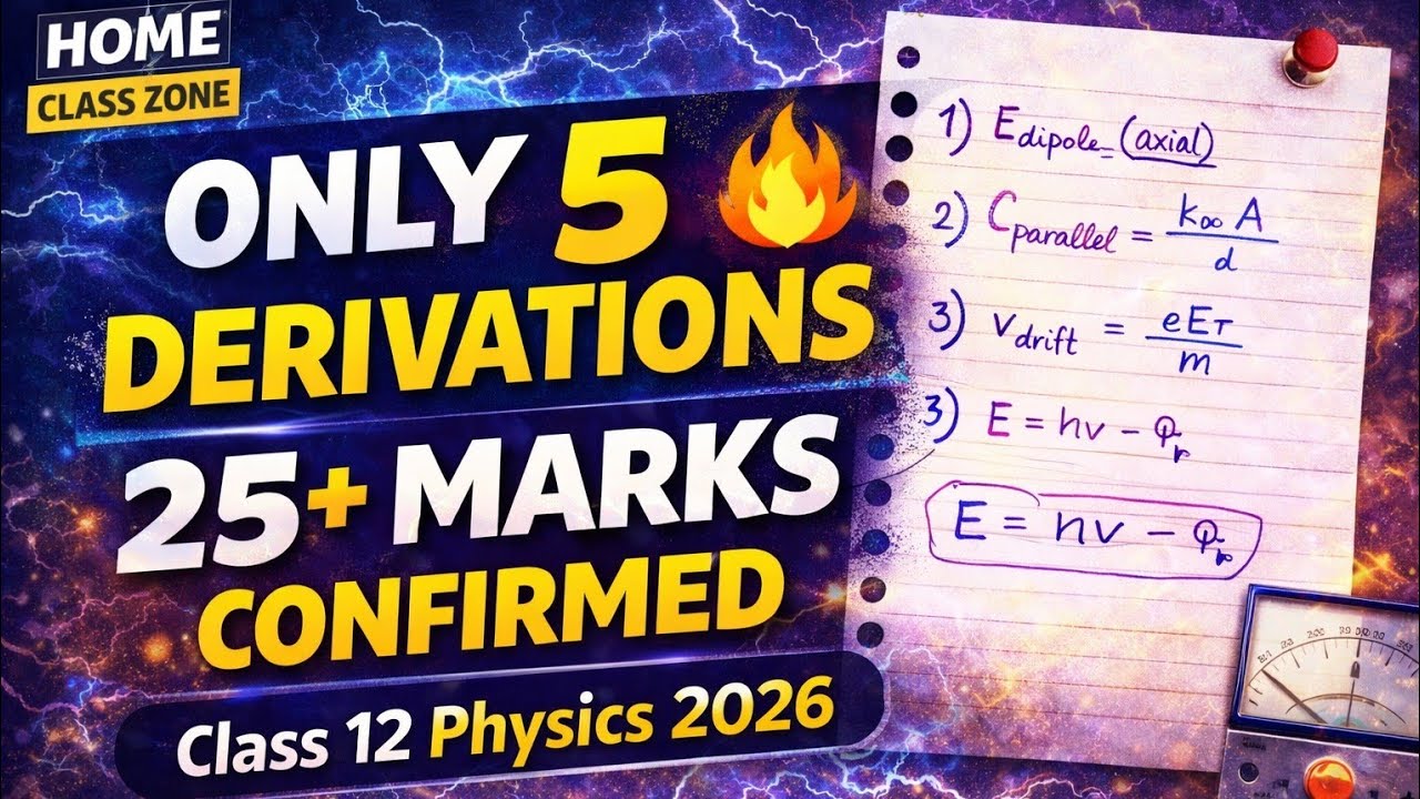 ONLY 5 Derivations = 25+ Marks!+ MOST IMPORTANT QUESTIONS 🔥 | Class 12 | 30+ Marks Guaranteed | HCZ
