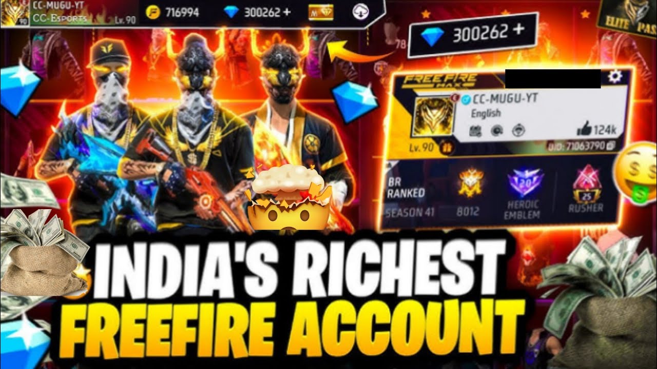 INDIA'S 3 RICHEST FREE FIRE ACCOUNT  $10,00,00,00 🤑