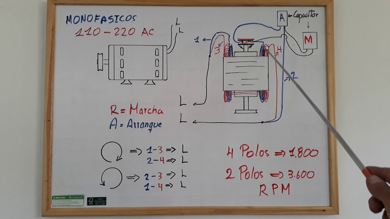 Como conectar capacitor de arranque y de trabajo en motor eléctrico.