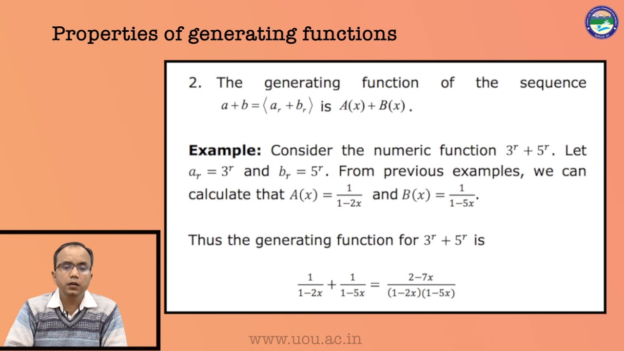 Discrete Numeric Functions and Generating Functions