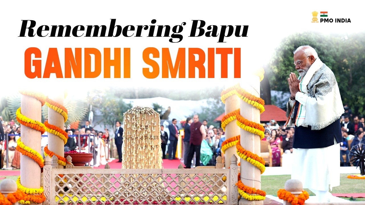 PM Modi takes part in a prayer meeting at Gandhi Smriti on Mahatma Gandhi’s Punyatithi
