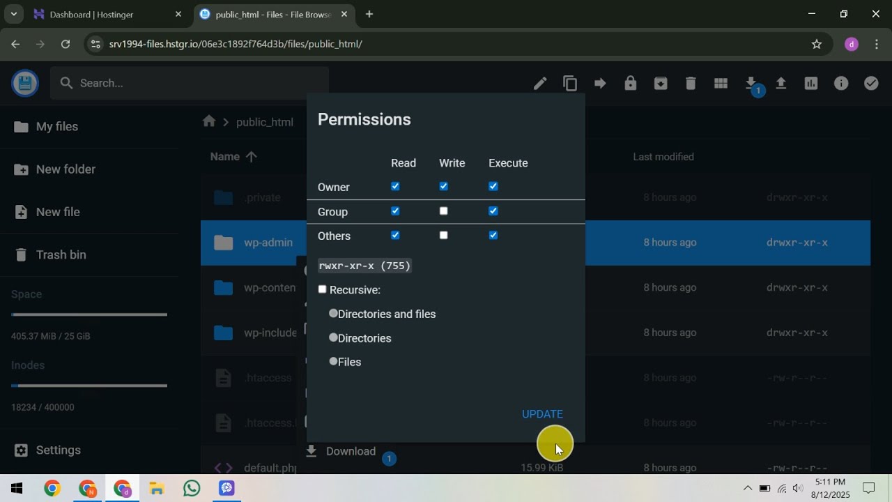 How To Set File Permissions in Hostinger