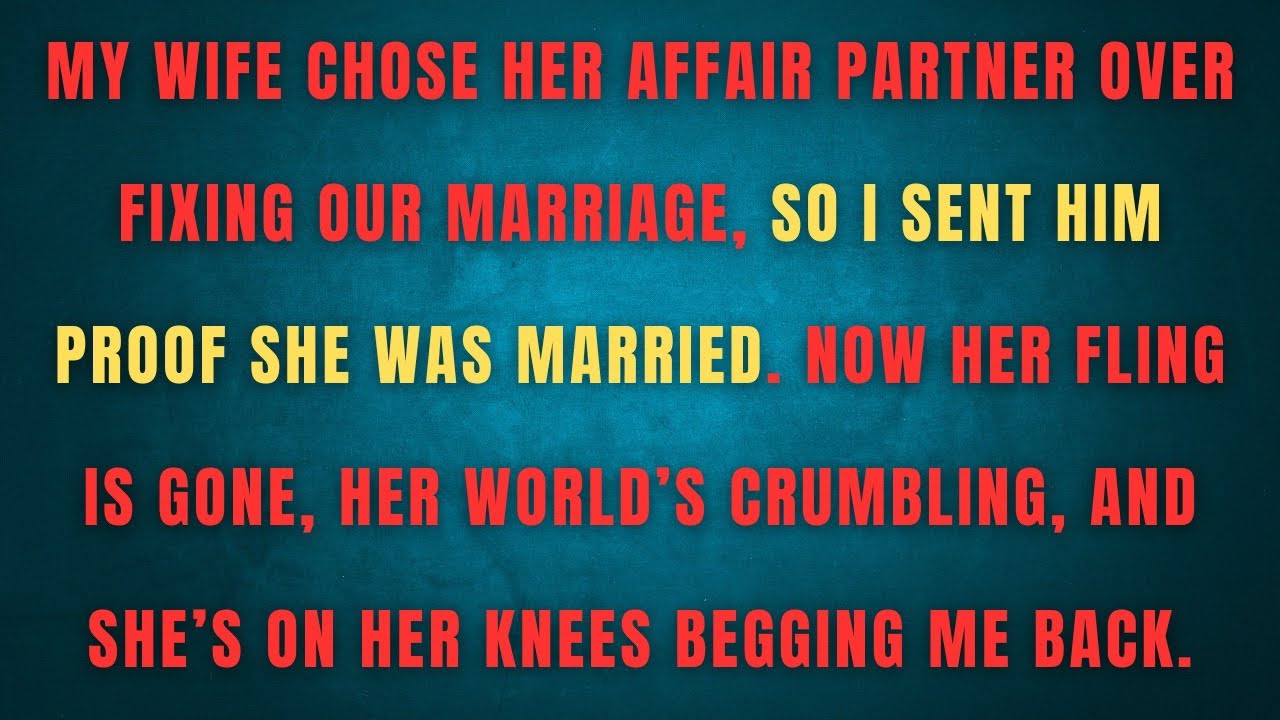 My wife chose her affair partner over fixing our marriage, so I sent him proof she was married. Now 
