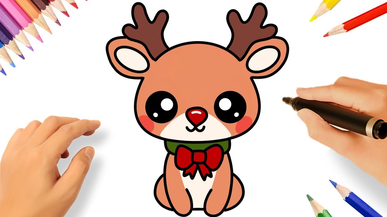 COMO DESENHAR UMA RENA DE NATAL F&Aacute;CIL 🦌🎄 DESENHOS DE NATAL
