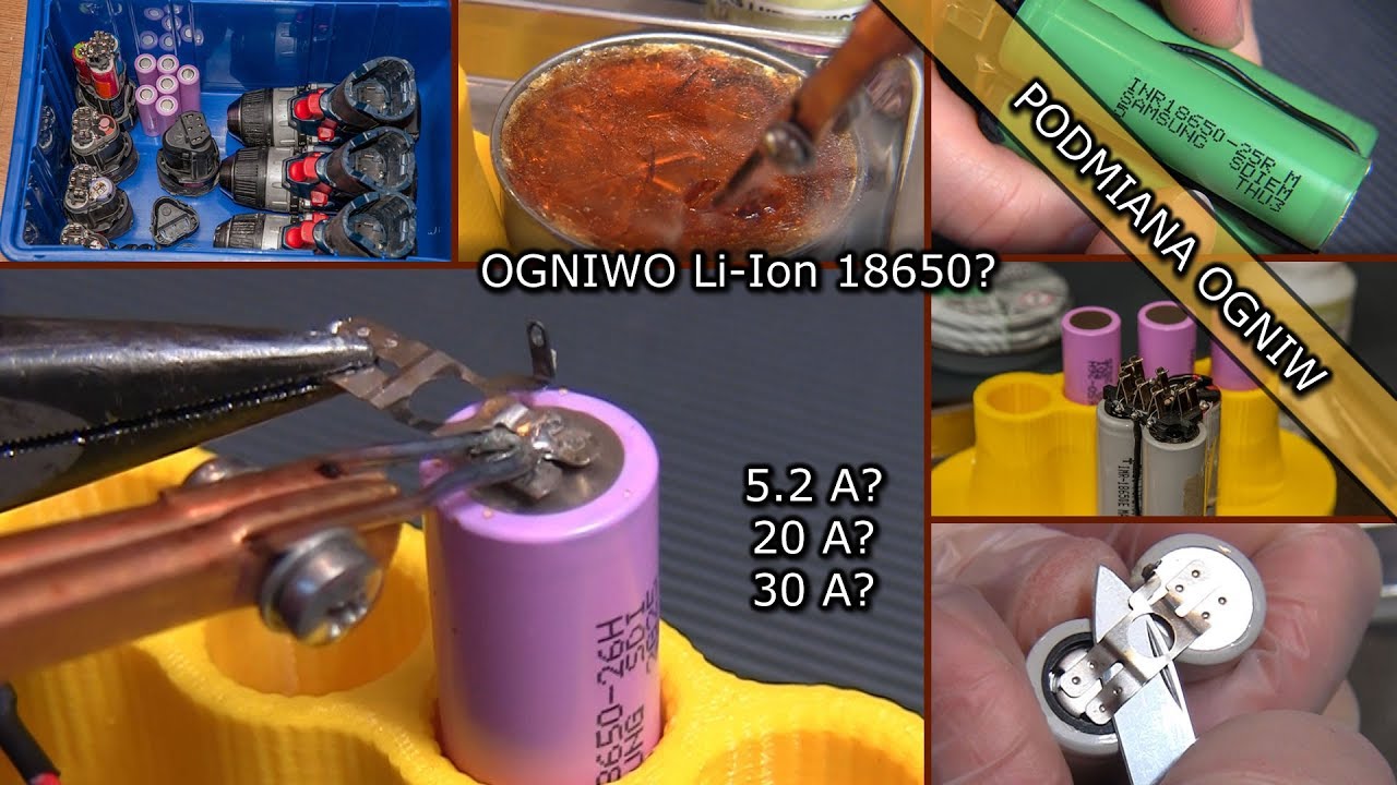 Wymiana ogniw w akumulatorze wkrętarki. Lutowanie ogniw Li-Ion 18650.