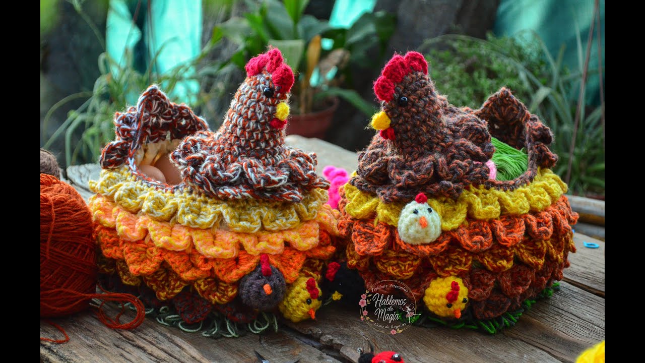 (Курица-корзинка) Пошаговое вязание крючком.