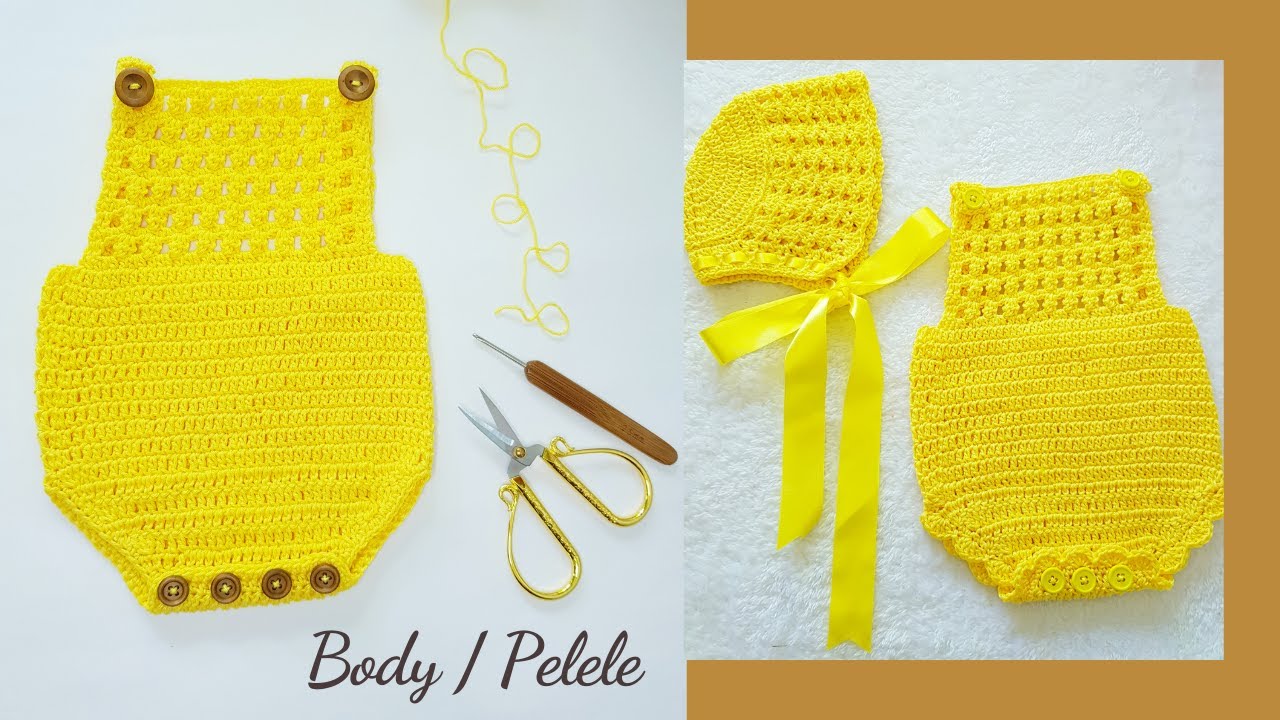 Body o Pelele Para Bebe Tejido a Crochet //// Tallas 0-3 / 3-6 meses