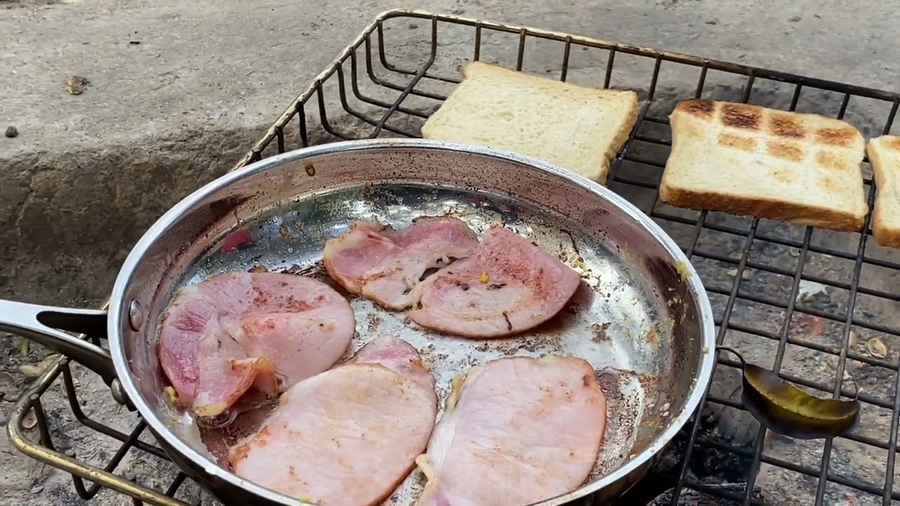 Snowy River Camping 2- Brekkie Sandwich, BBQ Steak & Coconut roti with Chilli Sambal & Beef Curry