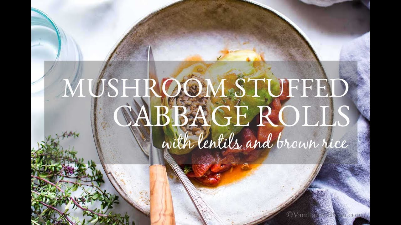 Mushroom Stuffed Vegetarian Cabbage Rolls