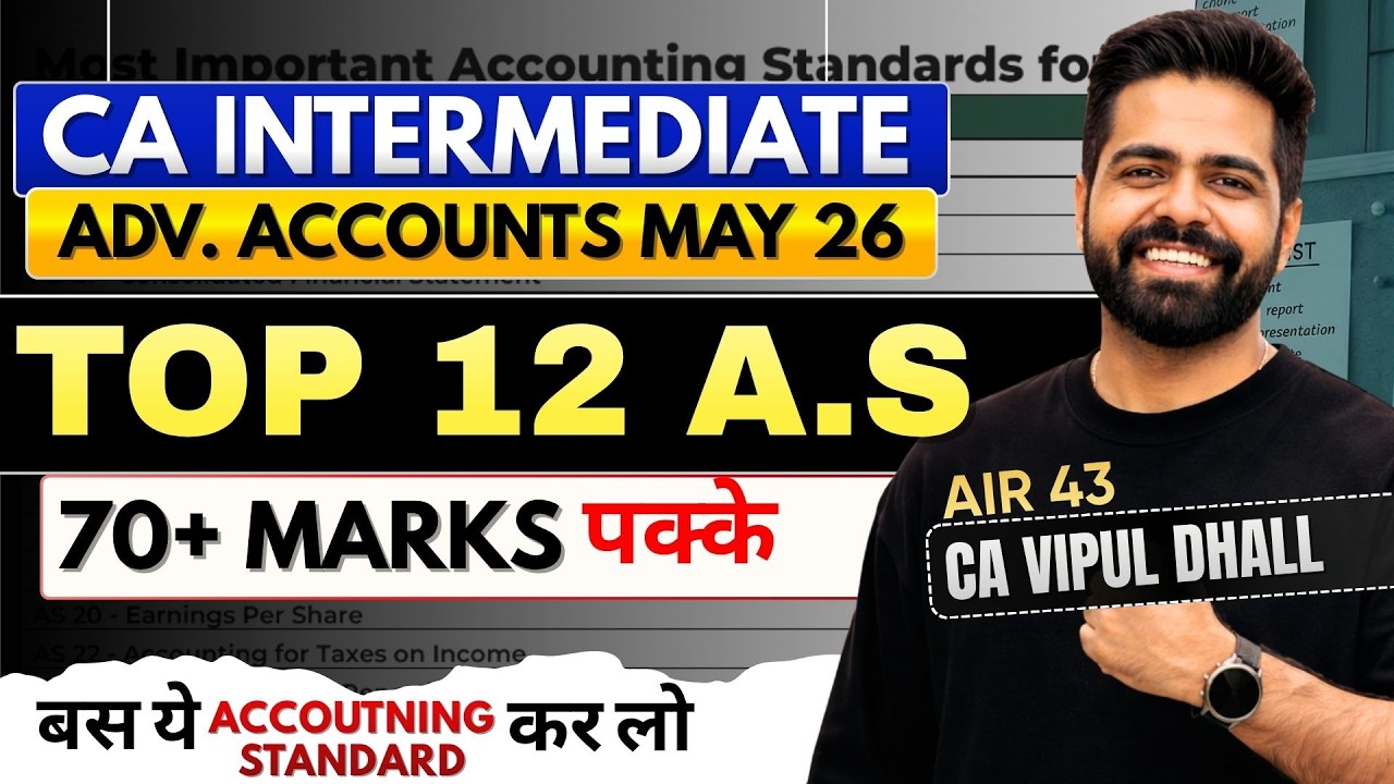 Top 12 Most Important Accounting Standards | CA Inter by CA Vipul Dhall