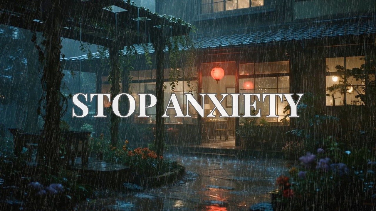 🔴 Incredibly Peaceful Heavy Rain Drip at Zen Porch with Red Lanterns to Release All Stress 🏮