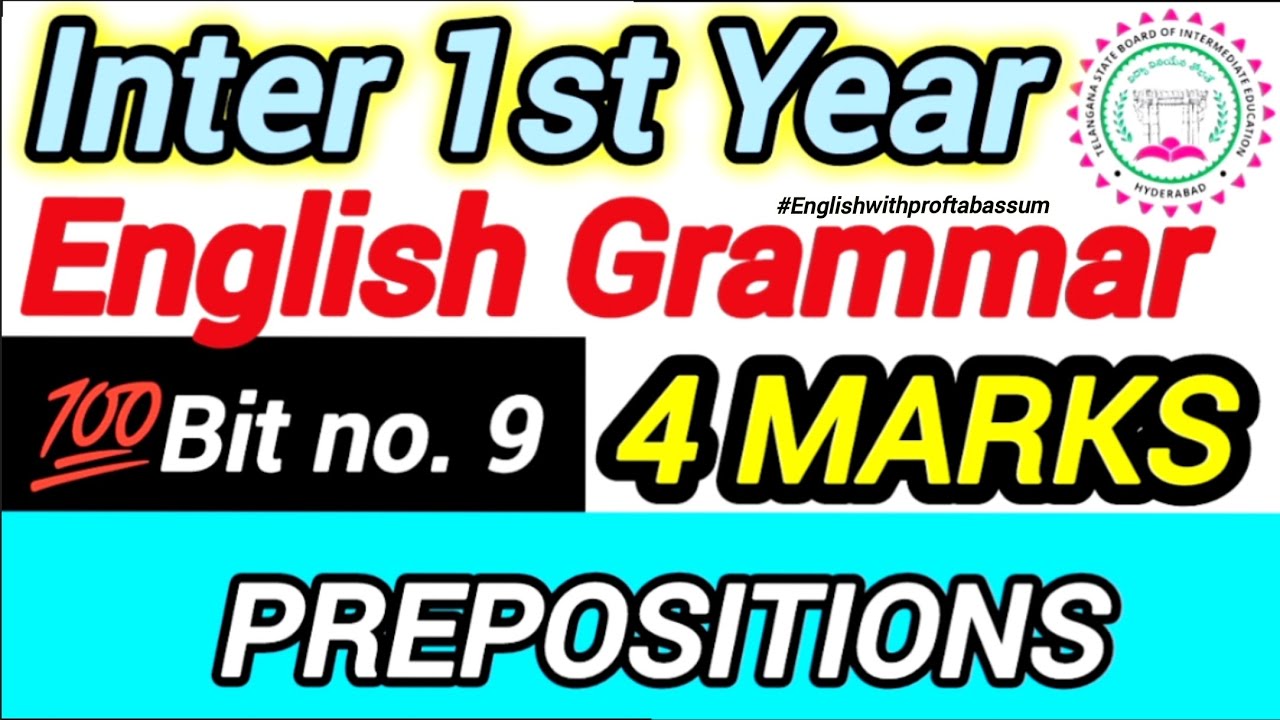  🎯 Inter 1st Year English 💯 Bit no.9 Prepositions 🔥Easy Full-Marks Tips #inter1styear 