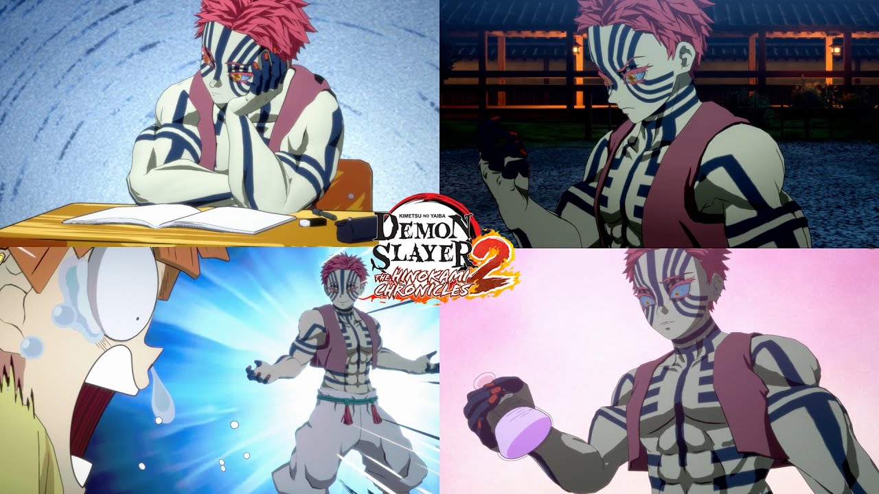 Demon Slayer Hinokami Chronicles 2 - All Akaza's Reaction To Every Academy Ultimate Attack