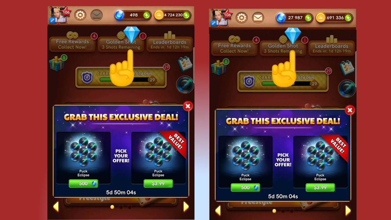 new Legendary Pucks and🔥🔥Striker Carrom Pool New Update Tofeik Carrom pool 😍