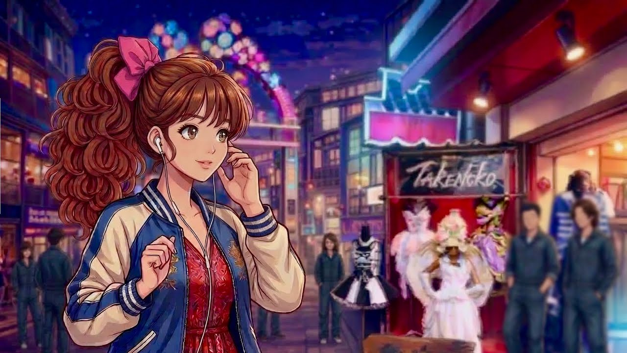 Harajuku Takeshita Street Neon Night 🛍️ | TOKYO Night Drive | 80s Japanese City Pop