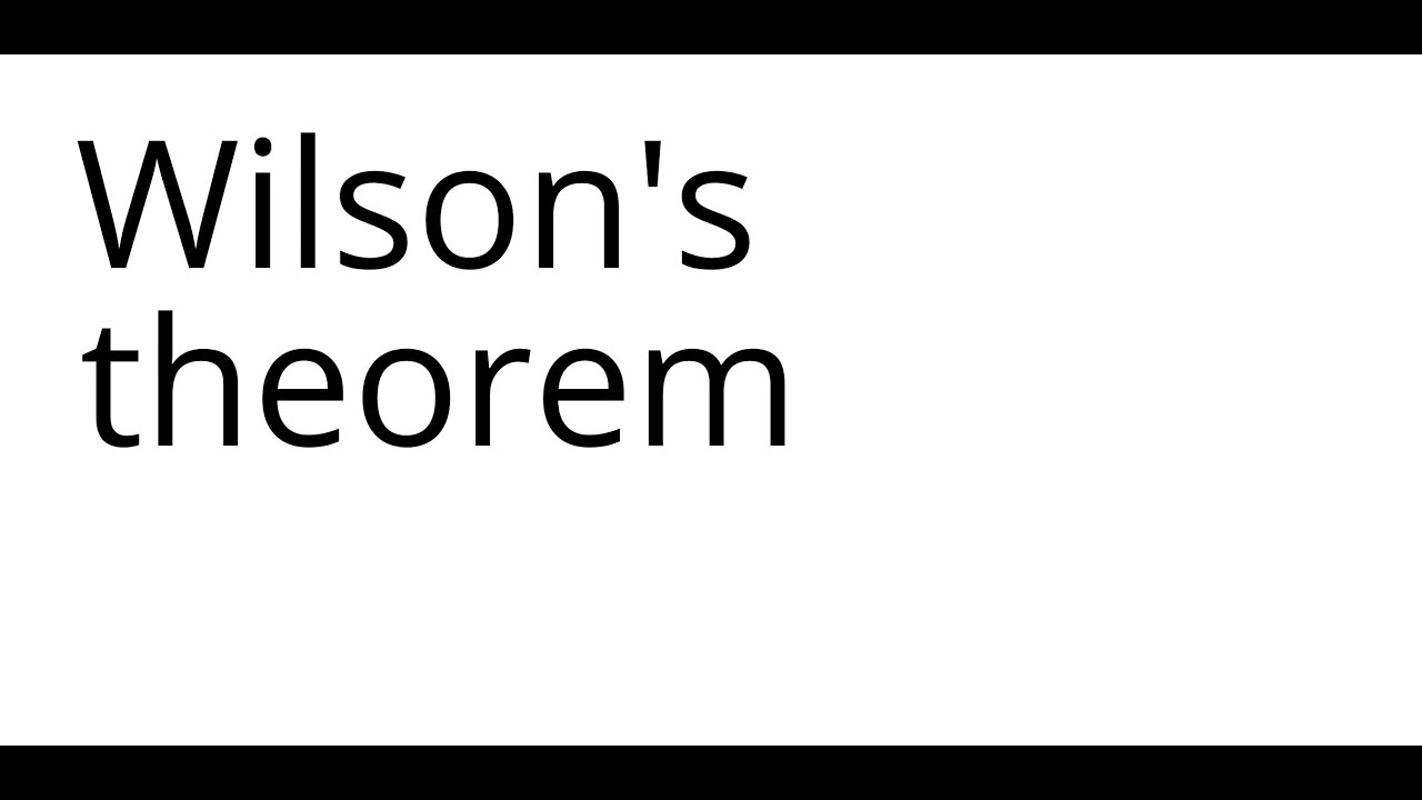 Wilson's theorem