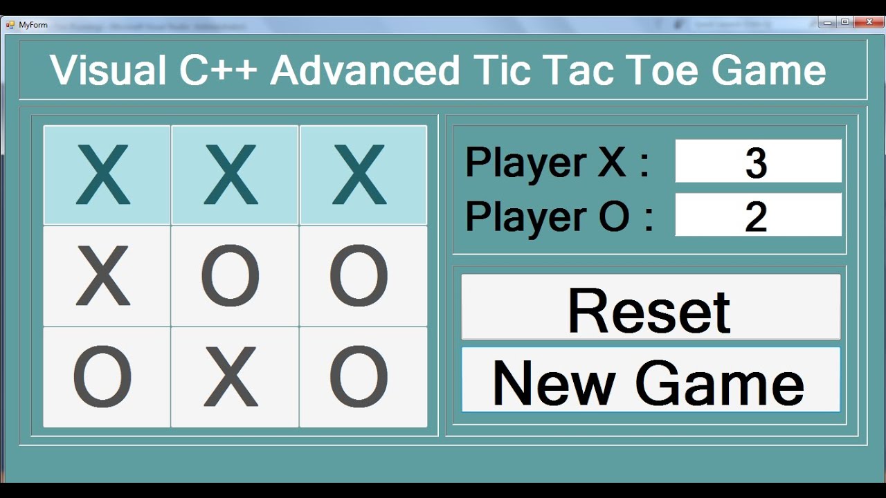 How to Create Tic Tac Toe Game in Visual C++ 2017 Using Windows Forms Application