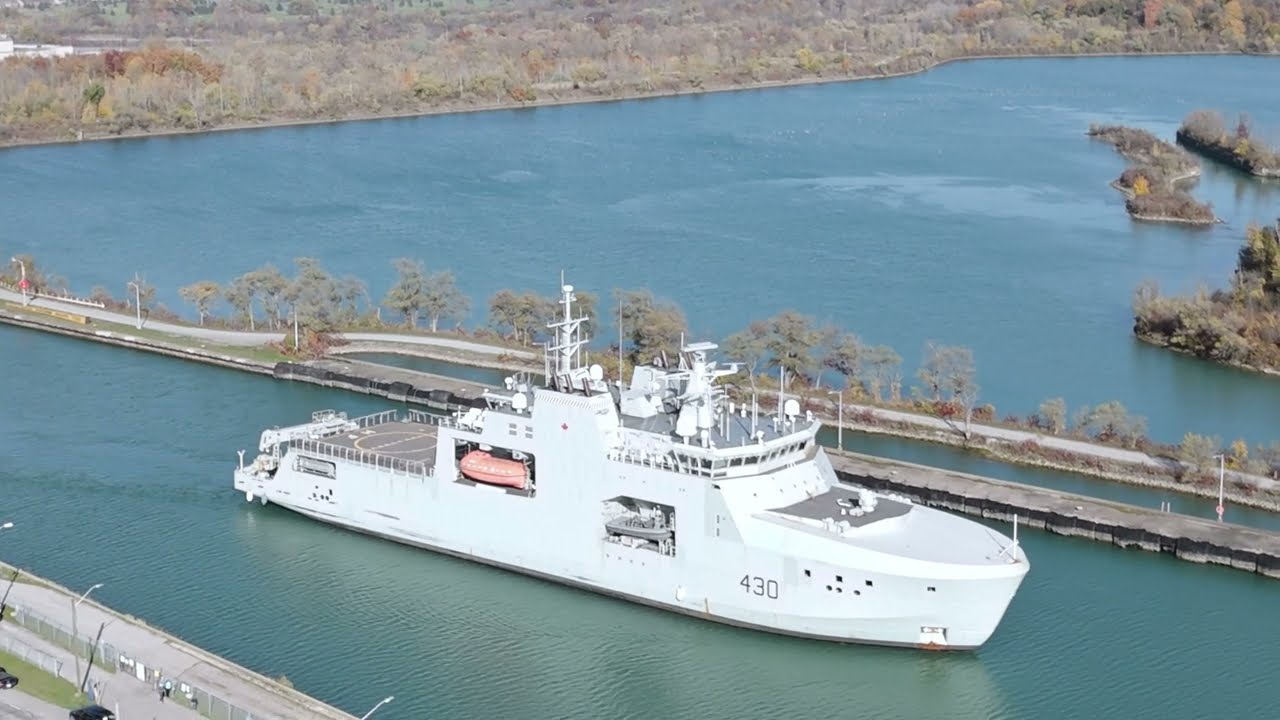 HMCS Harry Dewolf Passing Through the Welland Canal | Canadian Navy Ship in Action