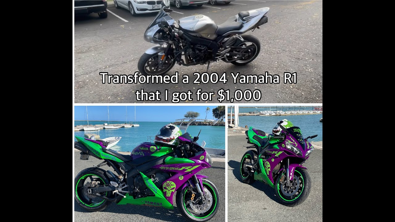 View in HD: JHRC Hawaii - 2004 Yamaha R1 Transformation (Got it for $1K not working)