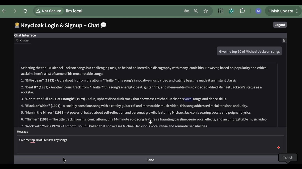 Demo: Open-Source Ollama-Powered LLM Chat App with FastAPI, Keycloak, and MongoDB