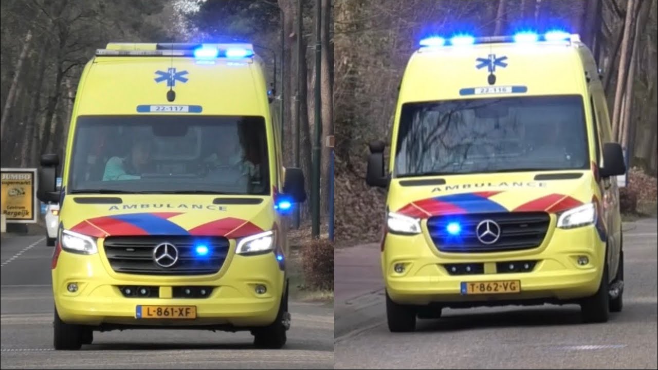 Ambulances 22-117 en 22-116 met spoed naar meldingen in Bergeijk!