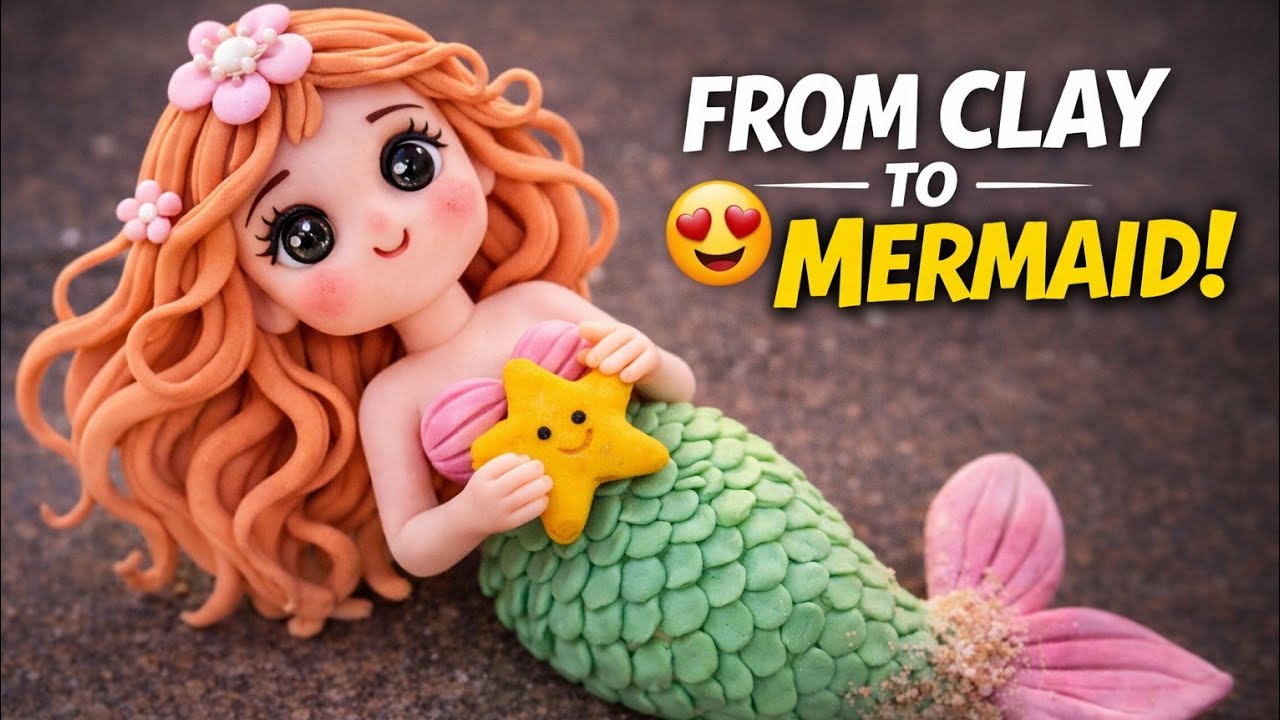 Full video Making a Cute Mermaid Baby 🧜‍♀️ | Air Dry Clay Doll Tutorial