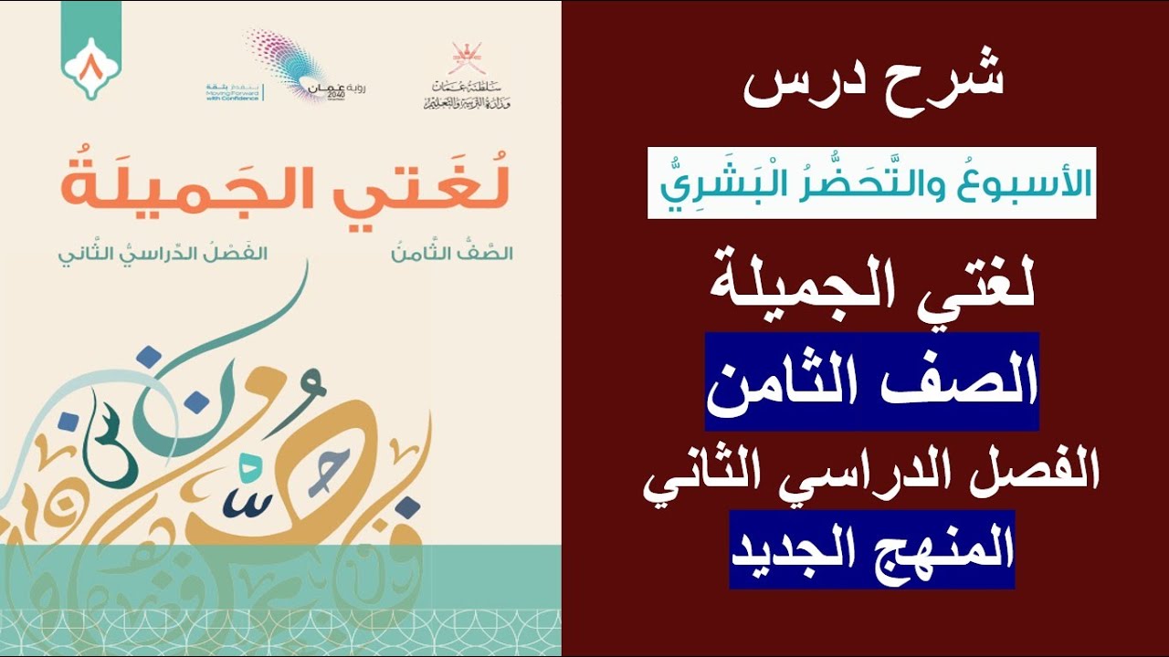 شرح درس: الأسبوع والتحضر البشري / لغتي الجميلة / المنهج الجديد / الصف الثامن / الفصل الثامن