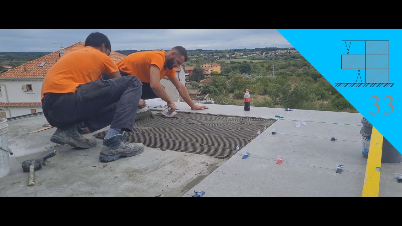 Izgradnja kuće ep33| Elan&Lean (postavljanje keramičkih pločica na terasi i fugiranje-Ceresit EPOXY)