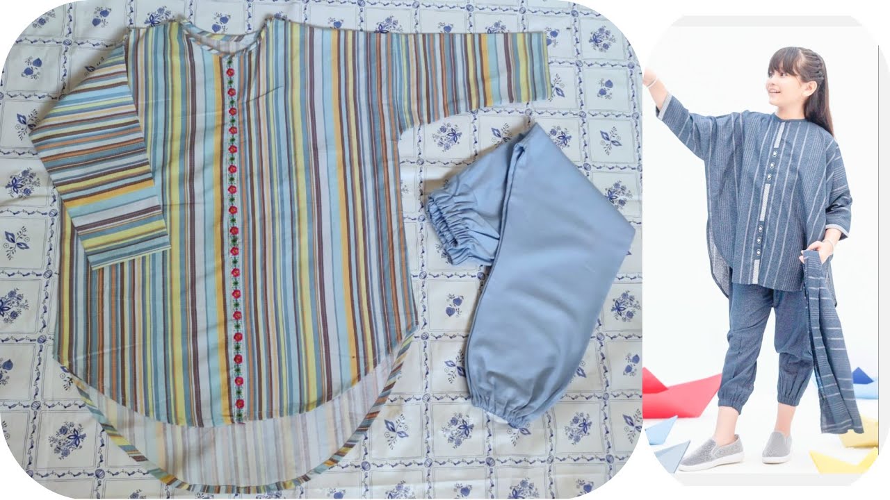 High and low top cutting and stitching/Baggie style top dress cutting and stitching for little girls
