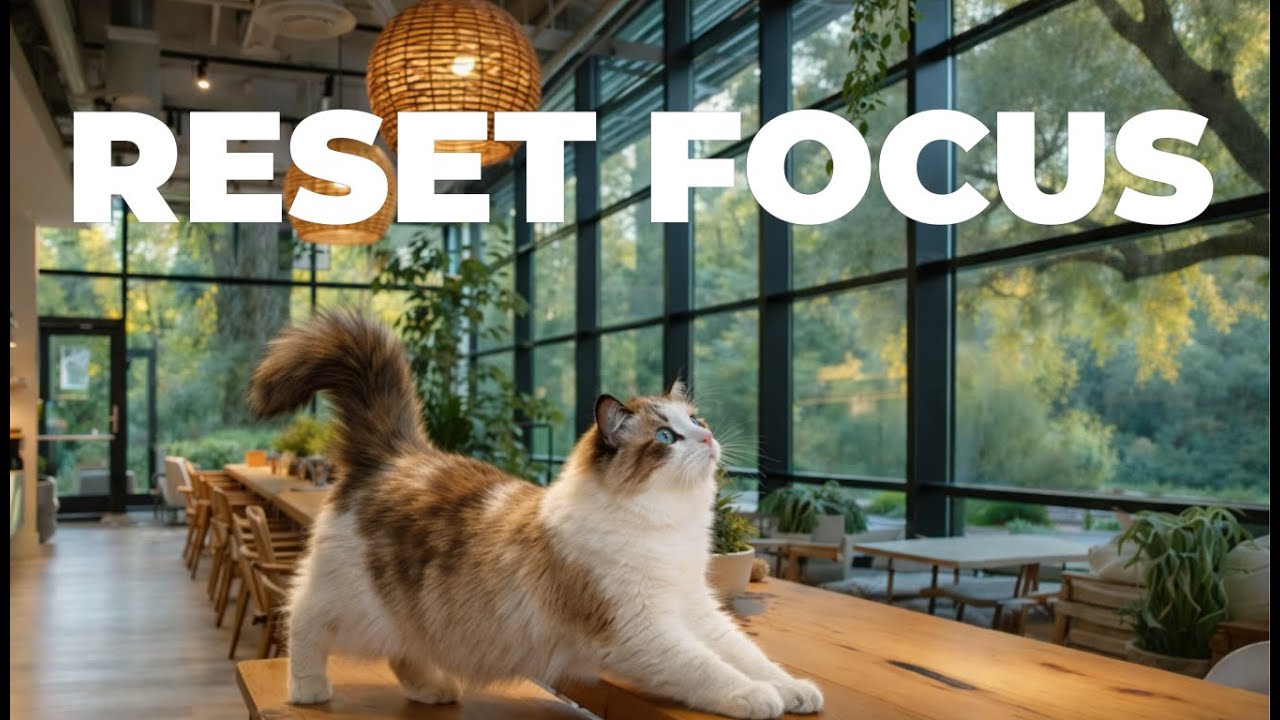 RESET FOCUS 🐱 Cozy Cafe Ambience | Deep Work, Study, Calm Mind, No Vocals (3+ Hours)