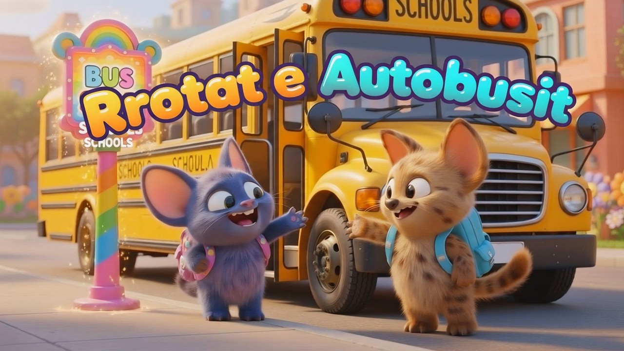 Rrotat e Autobusit 🚌 AUTOBUSI - Këngë për fëmijë  |   Wheels on the Bus Shqip