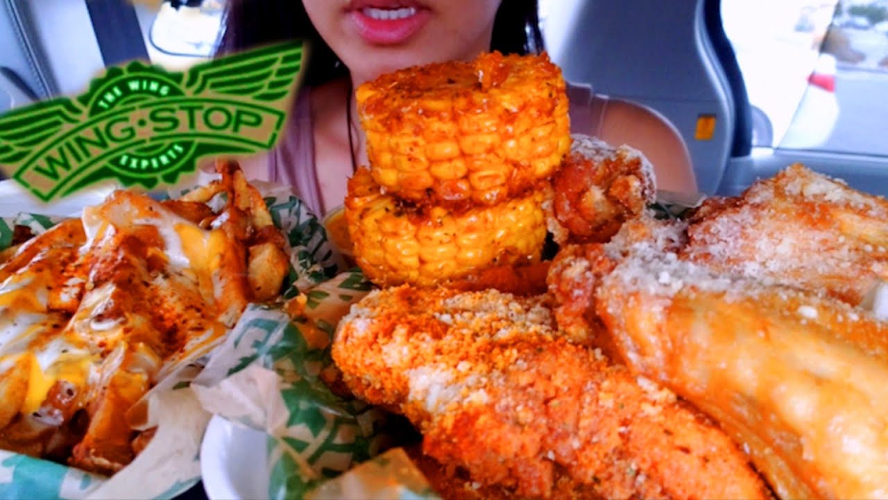 ASMR Wingstop Mukbang: Garlic Parmesan Chicken Wings & Voodoo Fries Eating Sound TWILIGHT