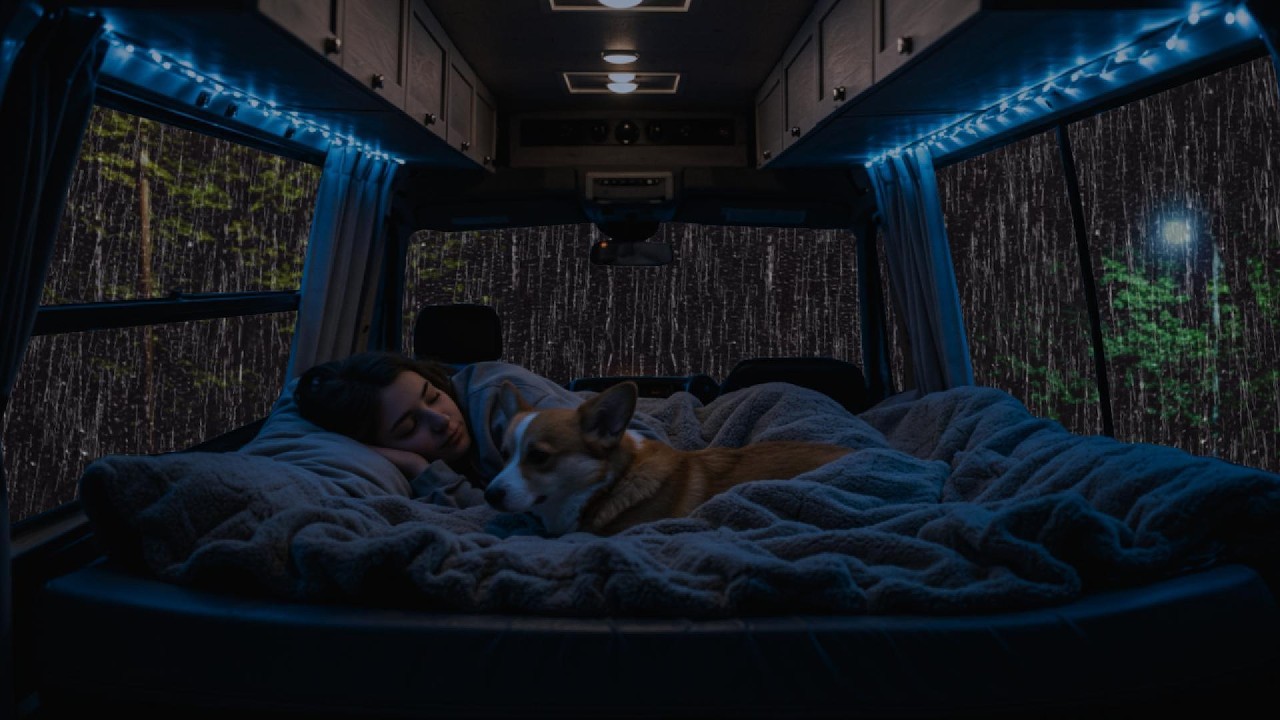 Relaxing Rain & Thunder on Cozy Car ⛈️ Deep Sleep Sounds for Anxiety Relief & Calm Night Ambience