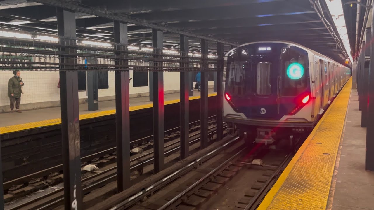 MTA: Kawasaki R211T Open-Gangway (G) Train #4050-4054 Action At Nassau Avenue Station: (03/08/2025)