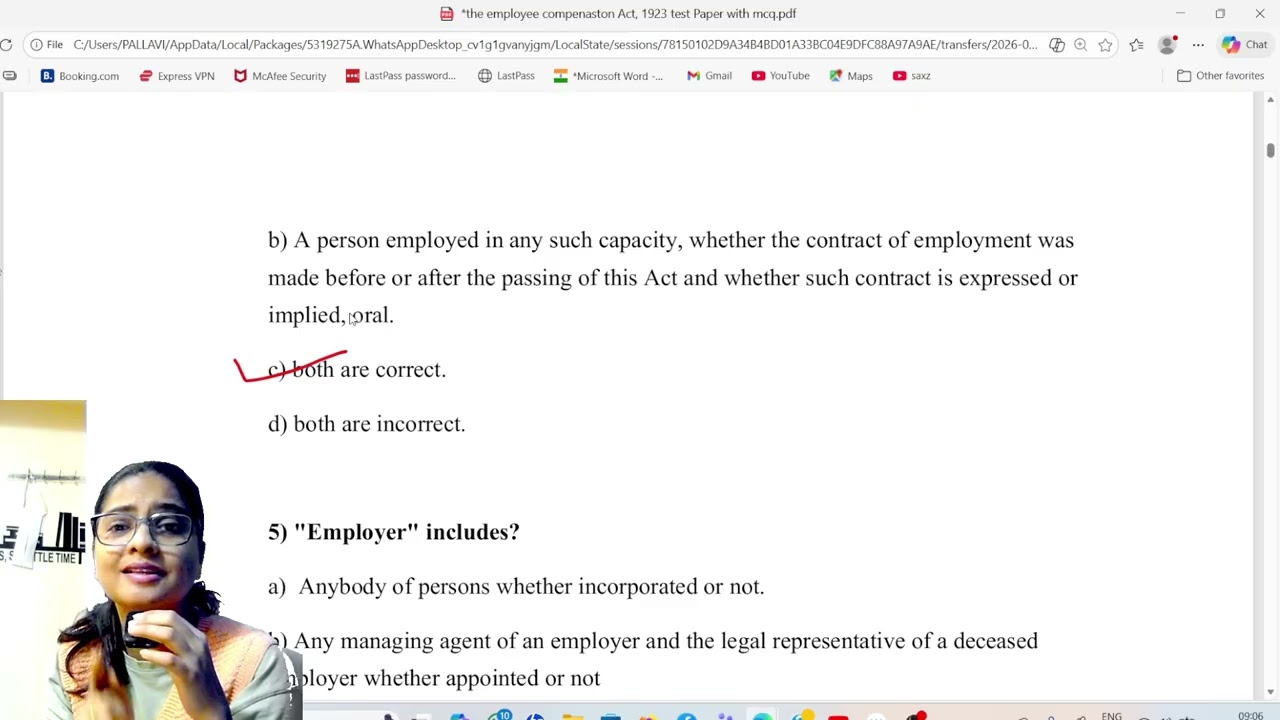 DISCUSSION ON EMPLOYEE COMPENSATION ACT,1923 TEST PAPER